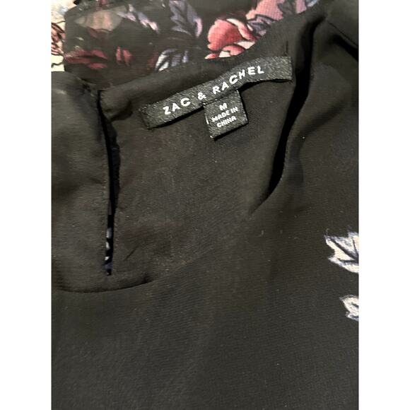 Zac & Racheal long sleeve Sheer Floral Top Medium - Picture 2 of 5